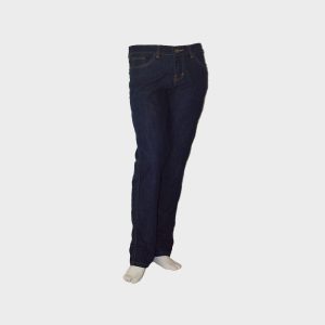 Straight cut blue denim jeans with classic five-pocket design